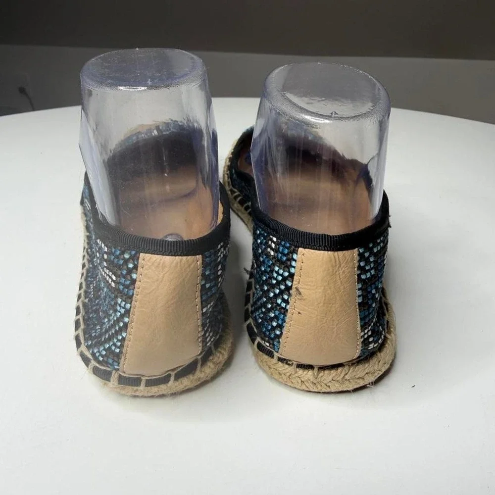 Franco Sarto Blue Woven Espadrille Flats Summer Cruise Coastal Boho Resort
